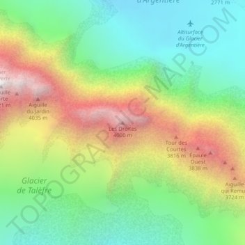 Mappa topografica Les Droites, altitudine, rilievo