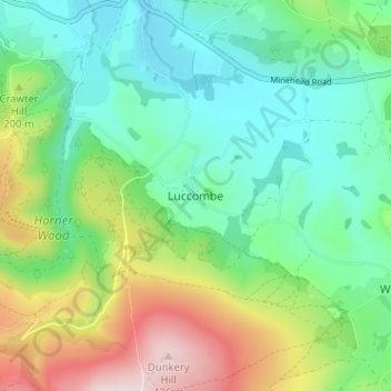 Mappa topografica Luccombe, altitudine, rilievo