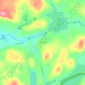 Mappa topografica Newton Falls, altitudine, rilievo