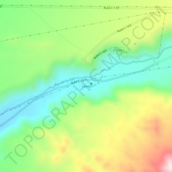 Mappa topografica Llanta, altitudine, rilievo