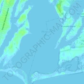 Mappa topografica Waquoit Bay, altitudine, rilievo