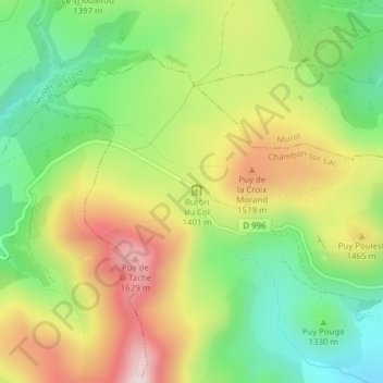 Mappa topografica Col de La Croix Morand, altitudine, rilievo