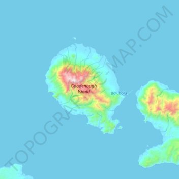 Mappa topografica Goodenough-Insel, altitudine, rilievo
