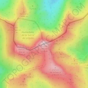 Mappa topografica Urbión, altitudine, rilievo