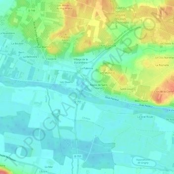 Mappa topografica Les Épinettes, altitudine, rilievo