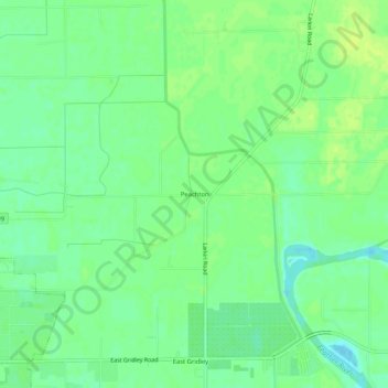 Mappa topografica Peachton, altitudine, rilievo