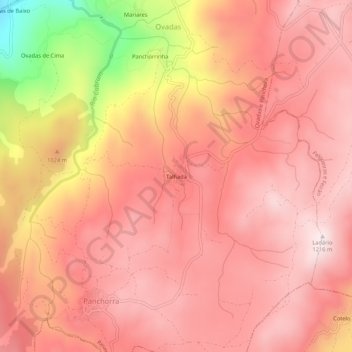 Mappa topografica Talhada, altitudine, rilievo