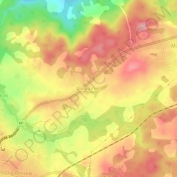 Mappa topografica Minkama I, altitudine, rilievo