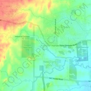Mappa topografica Kamatis, altitudine, rilievo