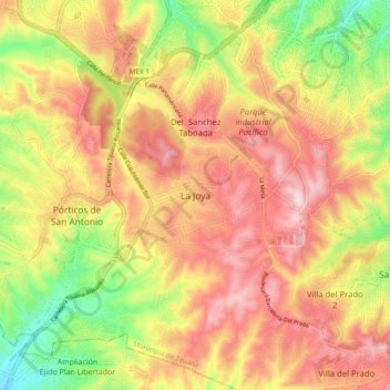 Mappa topografica La Joya, altitudine, rilievo