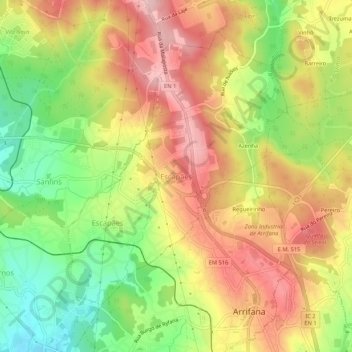 Mappa topografica Escapães, altitudine, rilievo