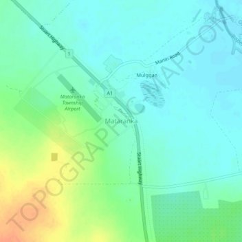 Mappa topografica Mataranka, altitudine, rilievo