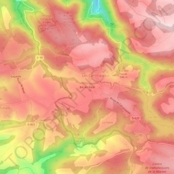 Mappa topografica Bel Air Haut, altitudine, rilievo