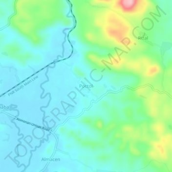 Mappa topografica Poctol, altitudine, rilievo