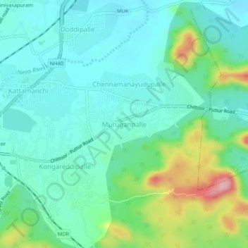 Mappa topografica Muruganpalle, altitudine, rilievo