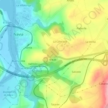 Mappa topografica San Miguel, altitudine, rilievo
