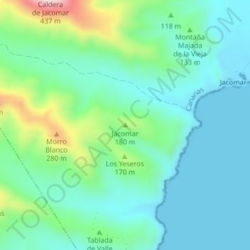 Mappa topografica Jacomar, altitudine, rilievo