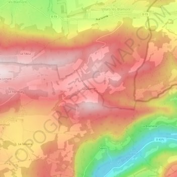 Mappa topografica La Caserne, altitudine, rilievo