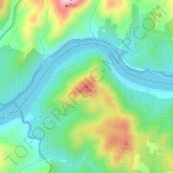 Mappa topografica São Cibrão, altitudine, rilievo