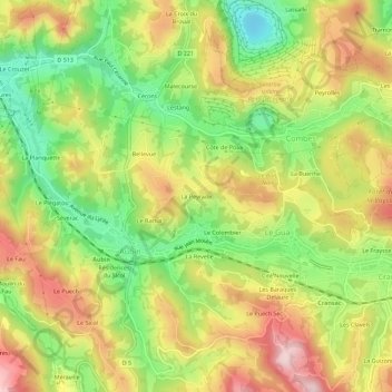 Mappa topografica La Peyrade, altitudine, rilievo
