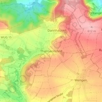 Mappa topografica Thalmannsfeld, altitudine, rilievo