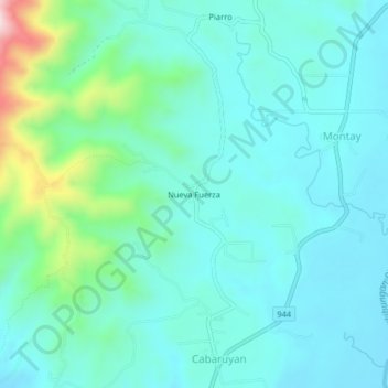 Mappa topografica Nueva Fuerza, altitudine, rilievo
