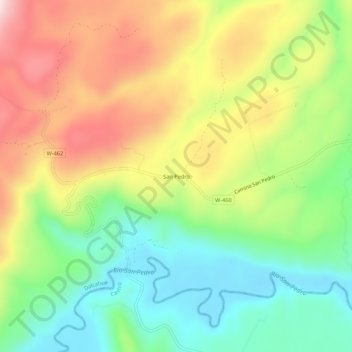 Mappa topografica San Pedro, altitudine, rilievo