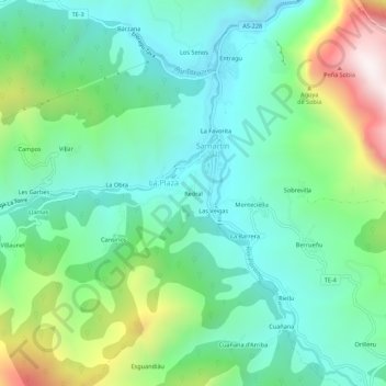Mappa topografica Redral, altitudine, rilievo