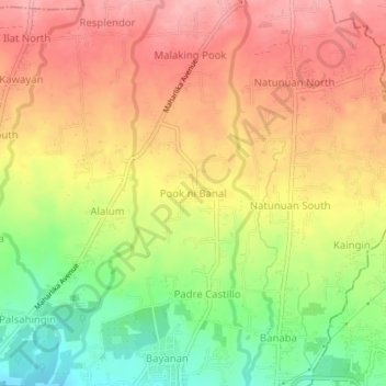 Mappa topografica Pook ni Banal, altitudine, rilievo