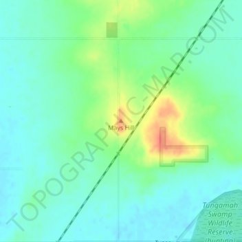 Mappa topografica Mays Hill, altitudine, rilievo