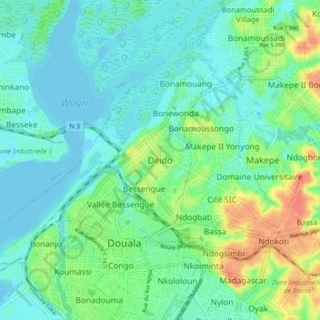 Mappa topografica Deido, altitudine, rilievo