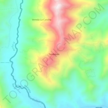 Mappa topografica Tambores, altitudine, rilievo