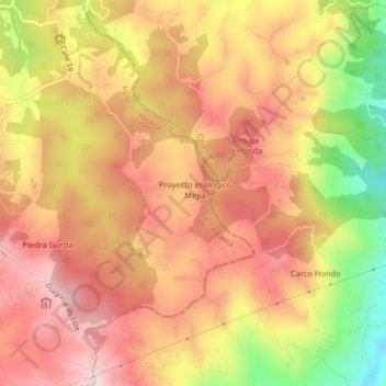 Mappa topografica Barro Blanco, altitudine, rilievo