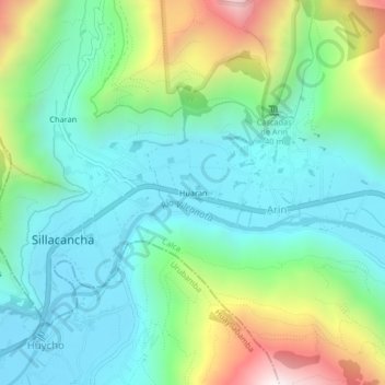 Mappa topografica Huaran, altitudine, rilievo