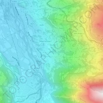 Mappa topografica Lasbos, altitudine, rilievo