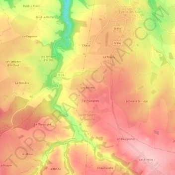 Mappa topografica Les Bordes, altitudine, rilievo