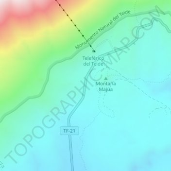 Mappa topografica El Teide, altitudine, rilievo