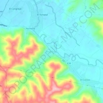 Mappa topografica Ríochico, altitudine, rilievo