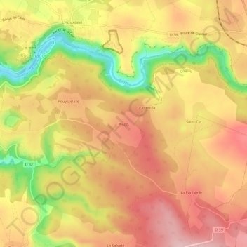 Mappa topografica Mazet, altitudine, rilievo