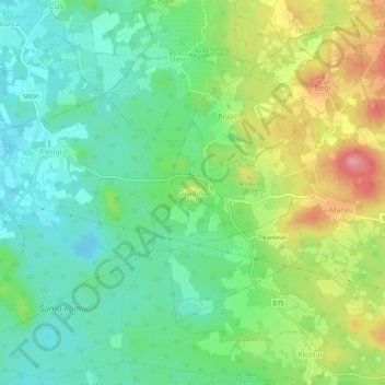 Mappa topografica Gradina, altitudine, rilievo