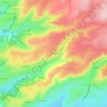 Mappa topografica Labrunie, altitudine, rilievo