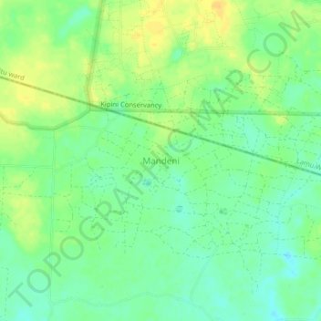 Mappa topografica Mandeni, altitudine, rilievo