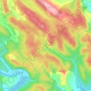 Mappa topografica Les Mourre, altitudine, rilievo