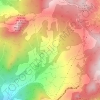 Mappa topografica Montecavallo, altitudine, rilievo
