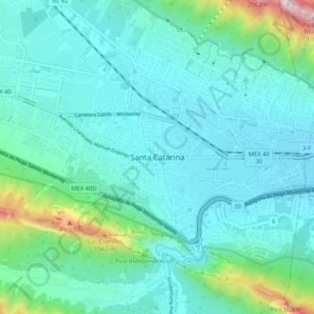 Mappa topografica Santa Catarina, altitudine, rilievo