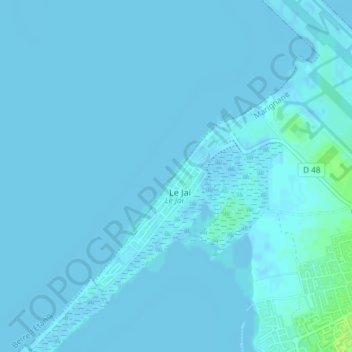 Mappa topografica Plage du Jaï, altitudine, rilievo