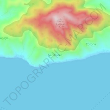 Mappa topografica San Isidro, altitudine, rilievo