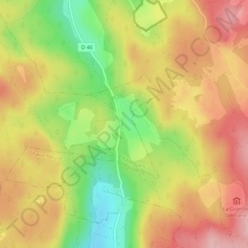 Mappa topografica Pré Poncet, altitudine, rilievo