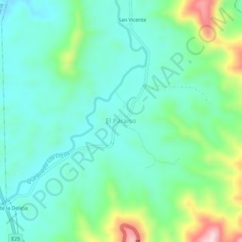 Mappa topografica El Paraiso, altitudine, rilievo