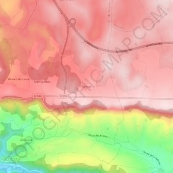 Mappa topografica Gineste, altitudine, rilievo